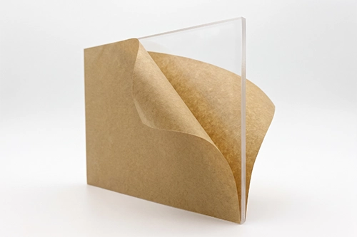 Sheet of clear cast acrylic with paper masking